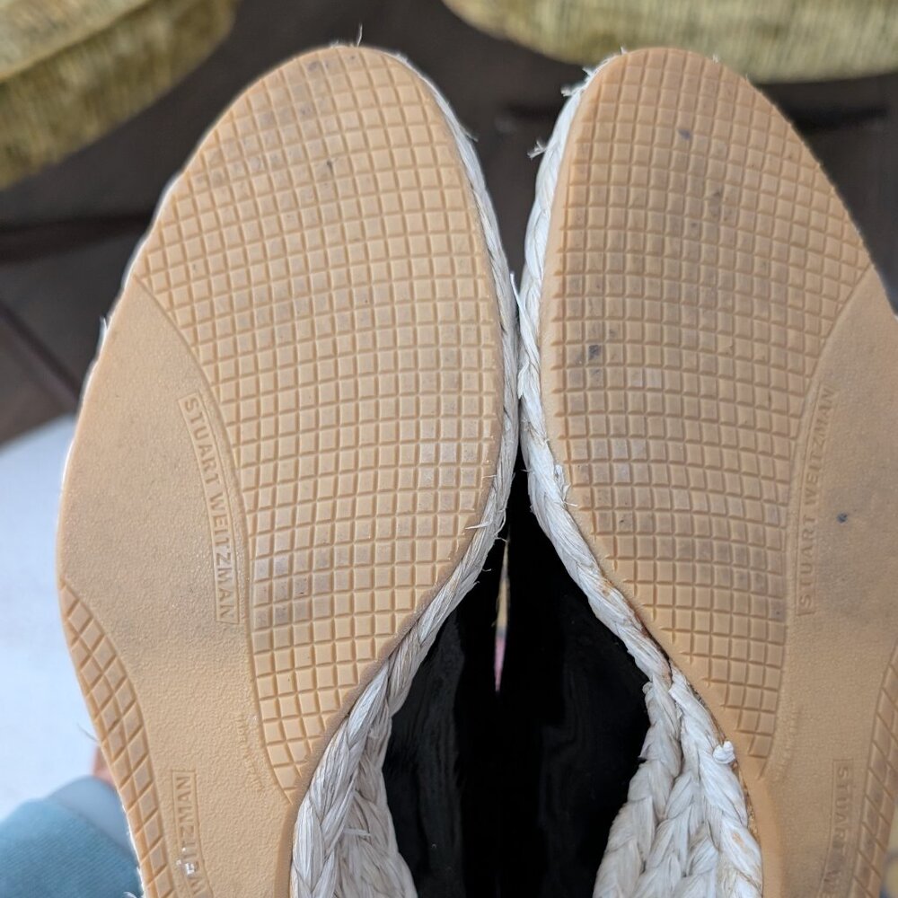 Stuart Weitzman Black Patent And Jute Wedges 11.5… - image 6